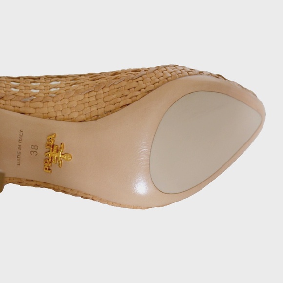 New Prada Woven Leather Platform Pumps Shoes - Picture 7 of 8